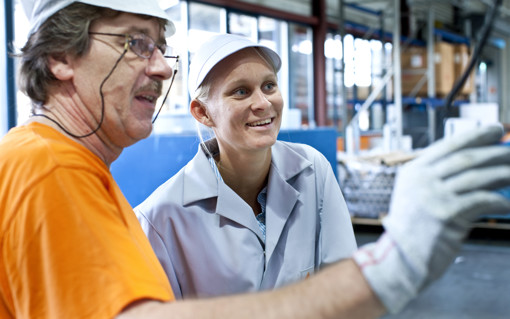 Employee happy and smiling to the camera