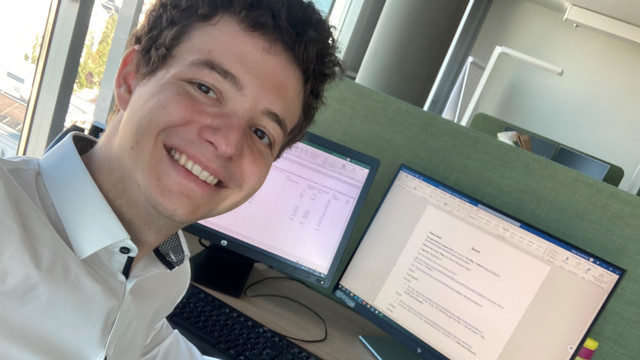 Lukas at his desk