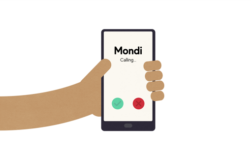 An illustration of a hand holding a phone that reads