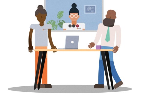 An illustration of a job interview taking place.