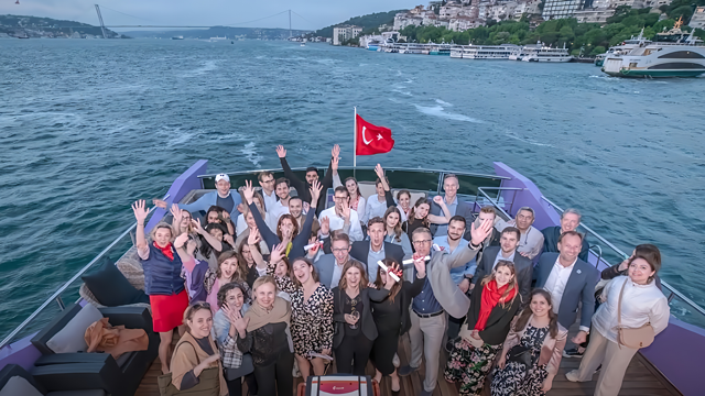 Graduates of Mondi's NEXGEN programme on a boat in Turkey.
