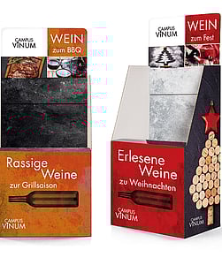 An image of a paper-based standard display for wine bottles.