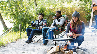 camping grill with friends