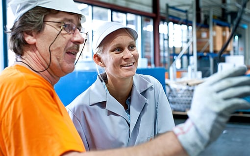 Employee happy and smiling to the camera