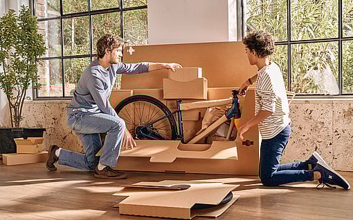 Image of bike packaging in use