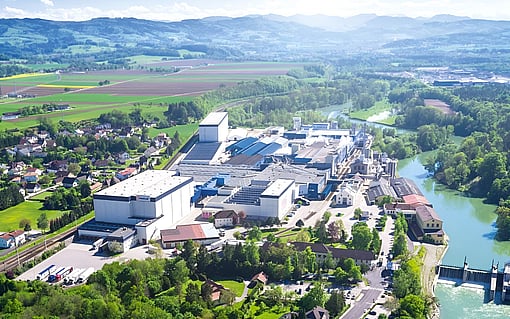 An aerial shot of a Mondi plant.