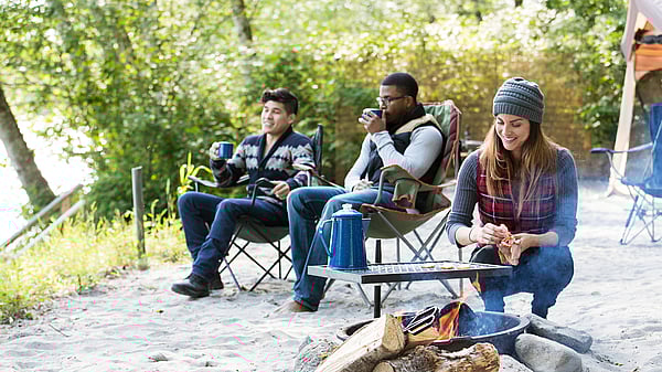 camping grill with friends