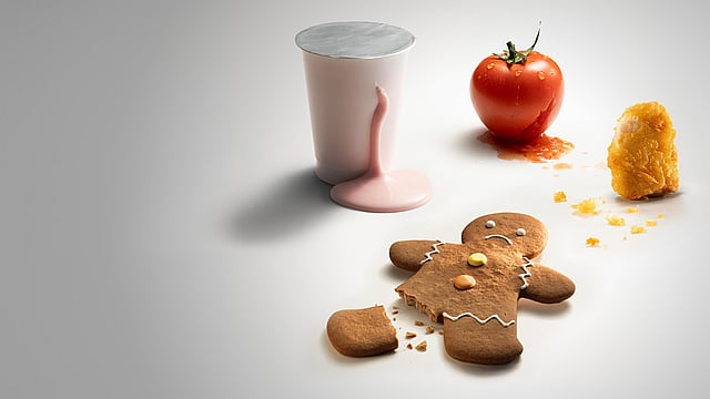 A man and a child standing in front of a refrigerated goods counter in the supermarket.