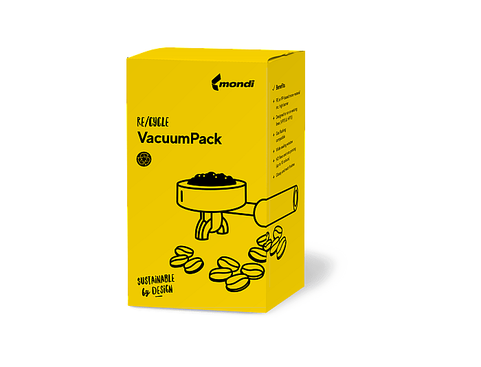 Image of a yellow coffee vacuum packaging.