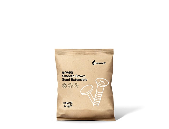 Image if a brown small pouch designed for both industrial and consumer packaging, typically used for toys and dry food, spare parts and building materials.