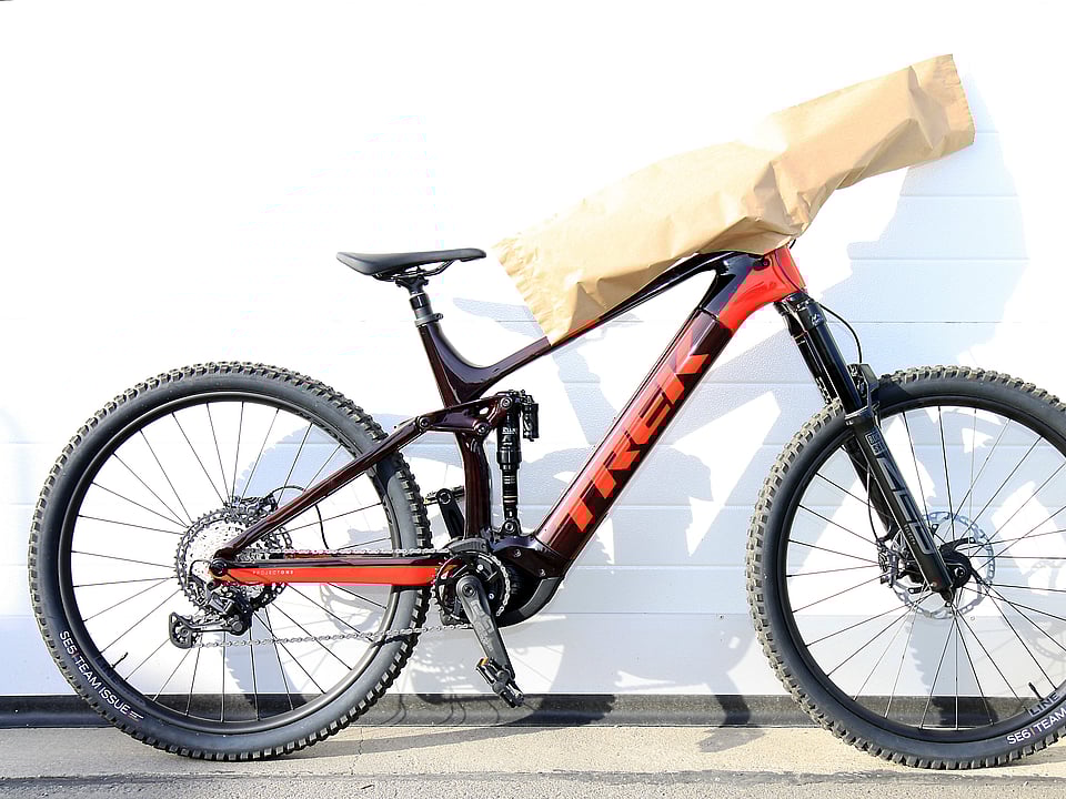 Paper bag protecting bike handle