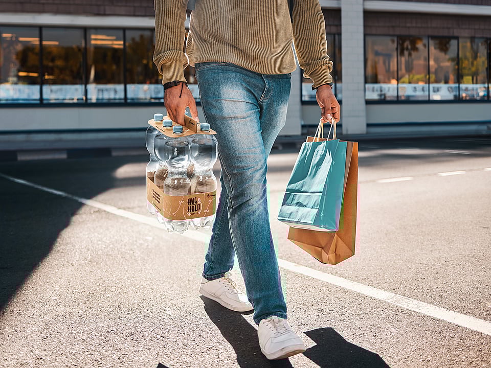 A man carrying his groceries.