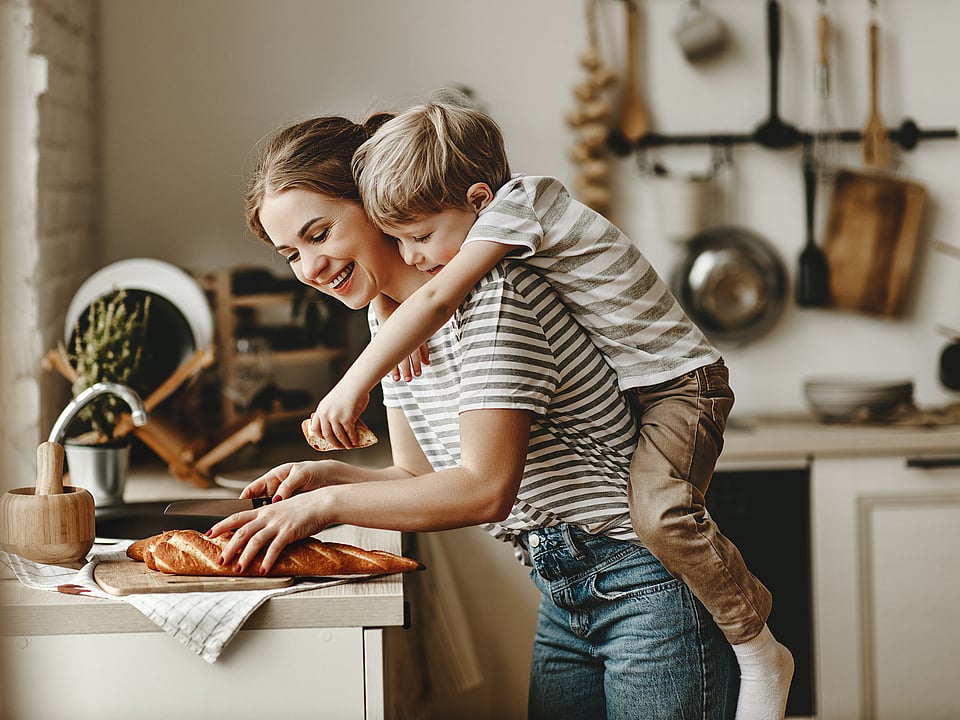 Bread cutting family time