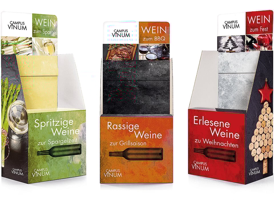 An image of a paper-based standard display for wine bottles.