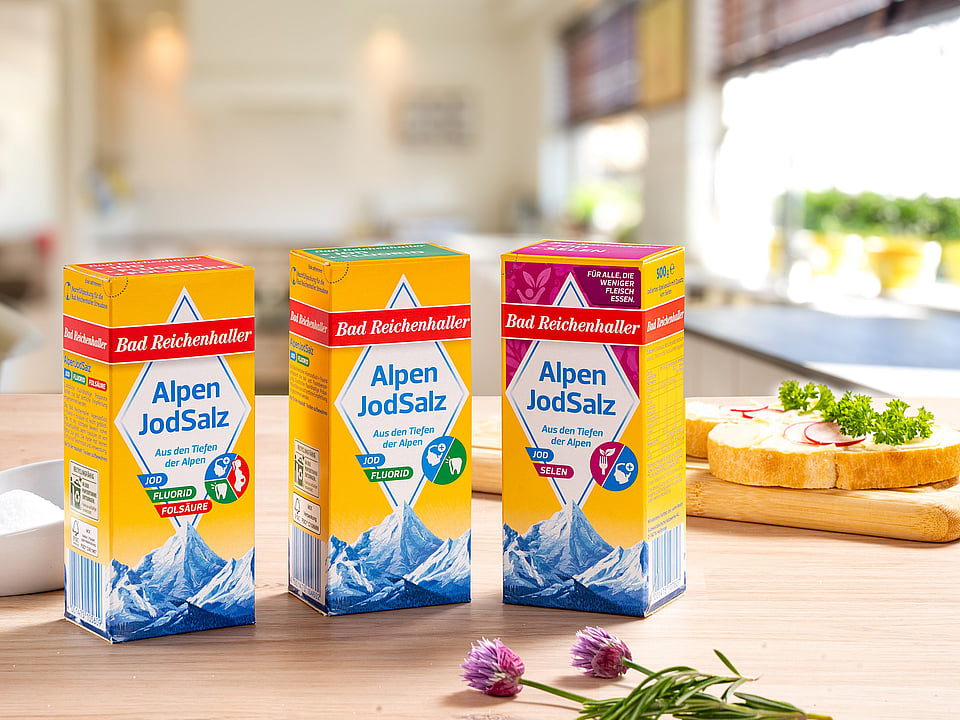 A selection of salt products from Bad Reichenhaller.