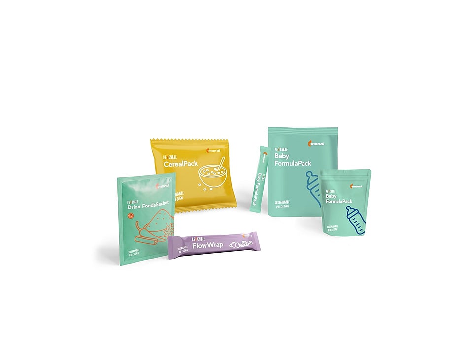 Group photo of cereal packs, dried foods packaging, baby formula packs and sugar packaging.