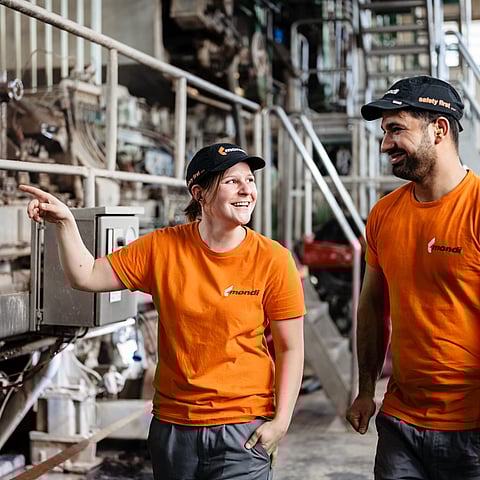 Mondi production workers talking