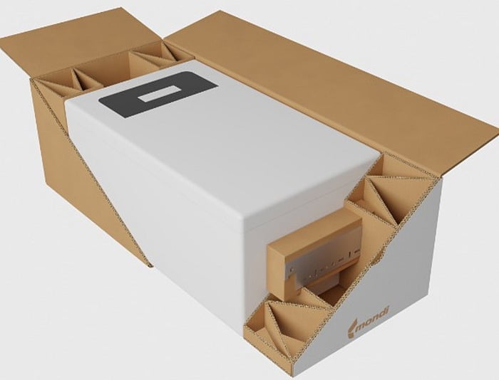 Image of a box packaging, with the feature of having several compartments within it.