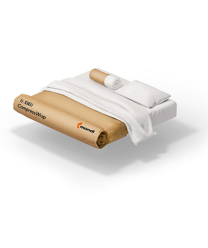 bed wrapped in paper
