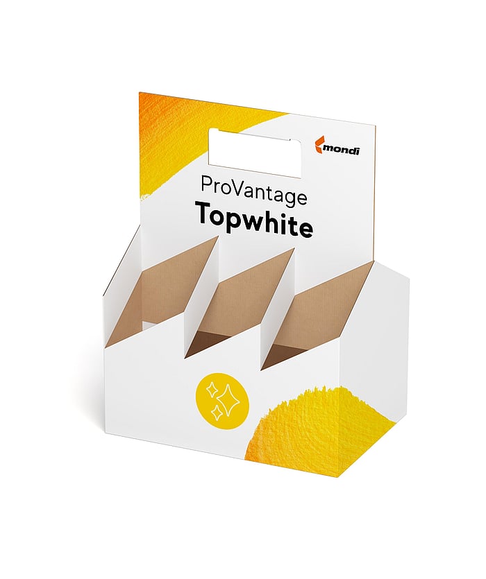 A corrugated packaging solution with ProVantage Topwhite written on it.