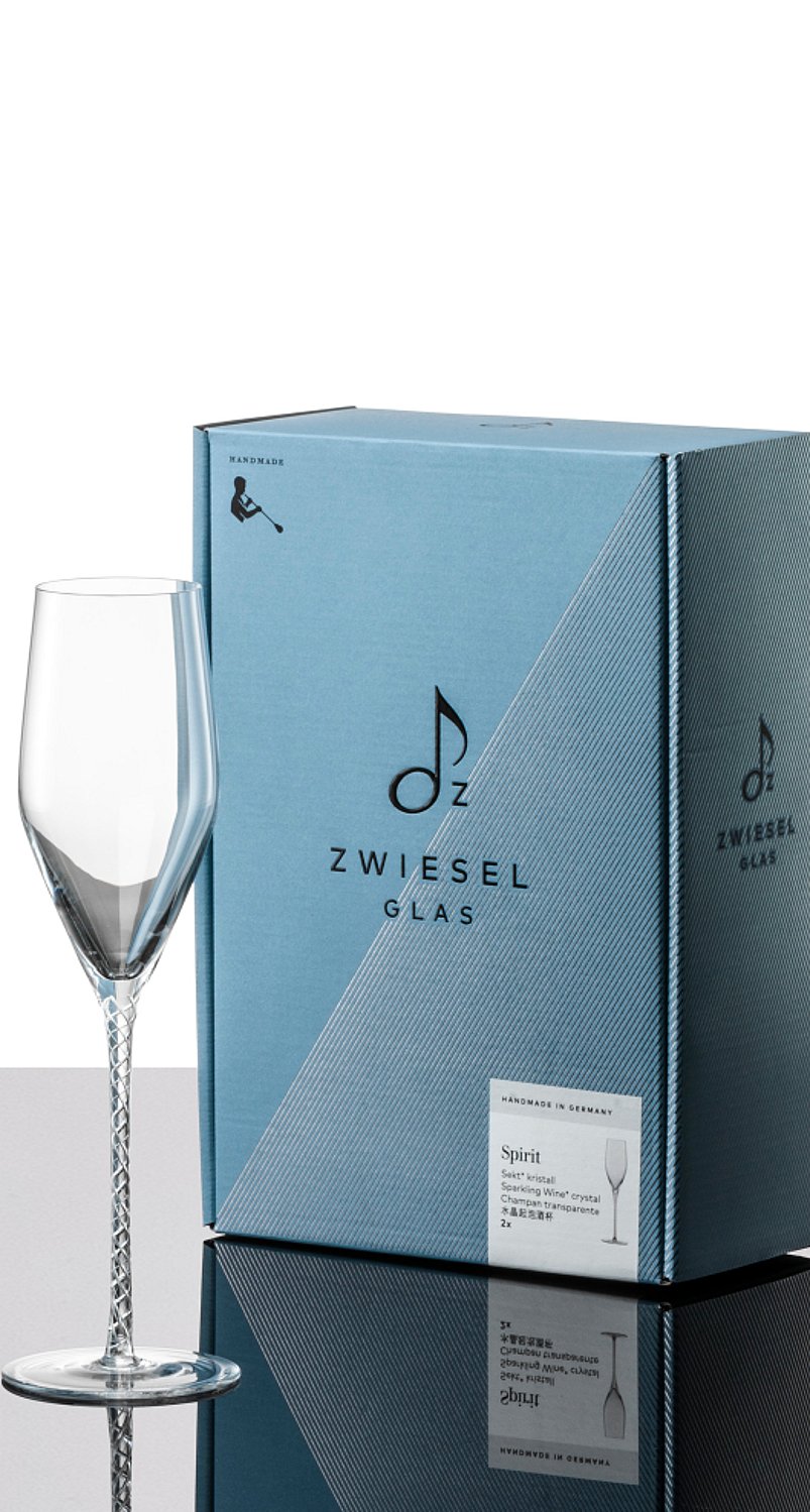 Eine Zwiesel Glas Premium Glasverpackung mit zwei Sektgläsern.