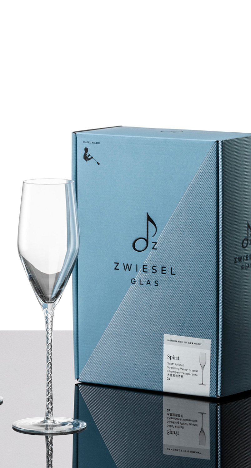 Eine Zwiesel Glas Premium Glasverpackung mit zwei Sektgläsern.