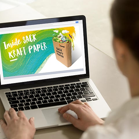 woman searching up the Newsletter