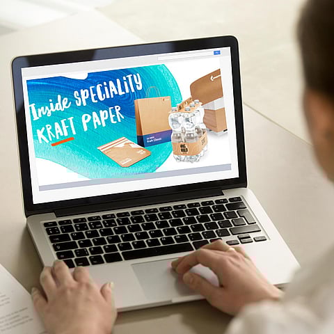 Woman searching for the Speciality Kraft Paper Newsletter on her computer