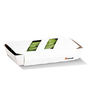 Packshot of a paper-based packaging for cucumbers or other vegetables by Mondi.