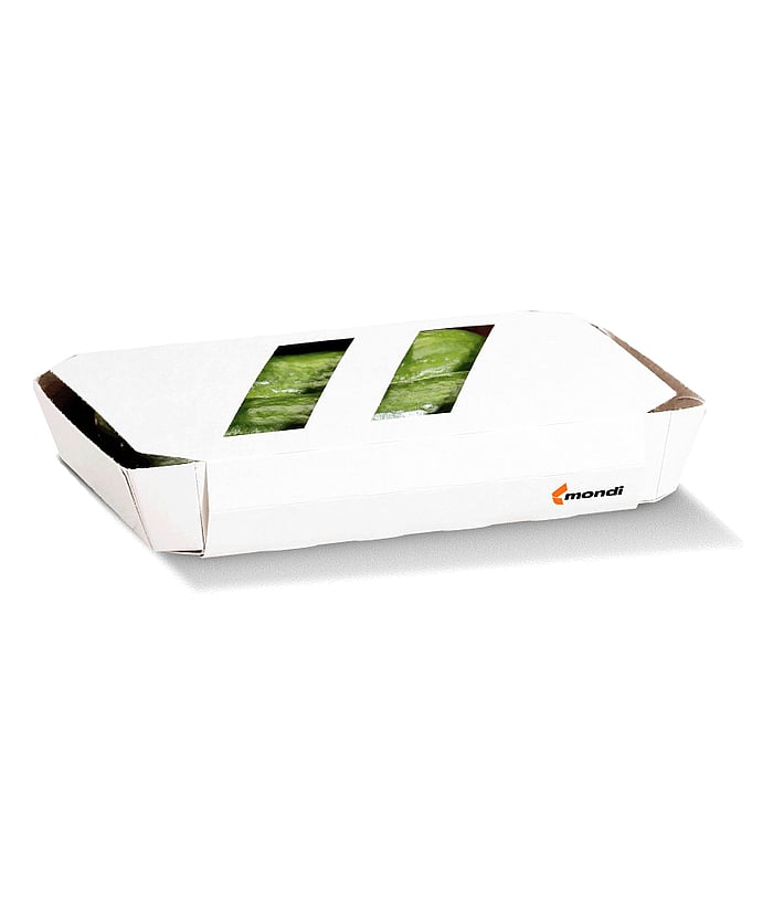 Packshot of a paper-based packaging for cucumbers or other vegetables by Mondi.