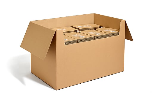 A corrugated box made for heavy duty goods.