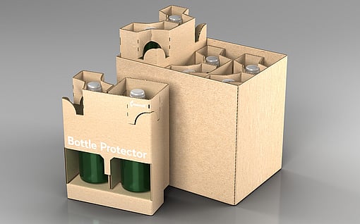 A bottle protection packaging by Mondi.