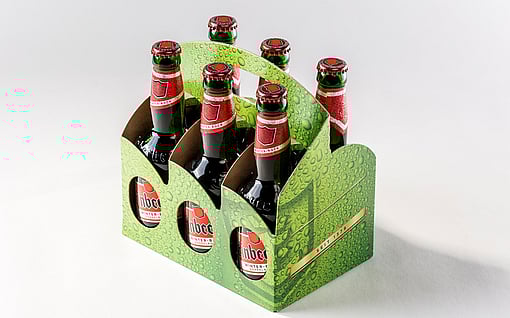 Printed packaging for beer bottles.