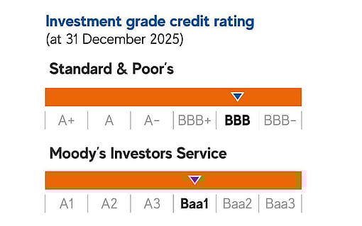 A chart showing Mondi's credit rating.