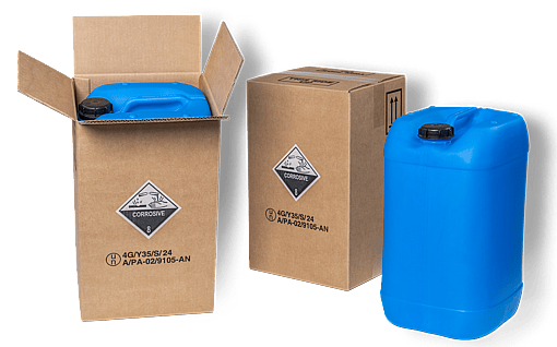 A corrugated box made for dangerous goods.