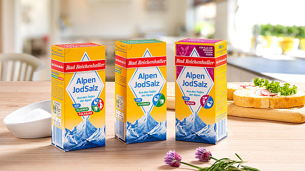 Eine Auswahl von Salzprodukten von Bad Reichenhaller.