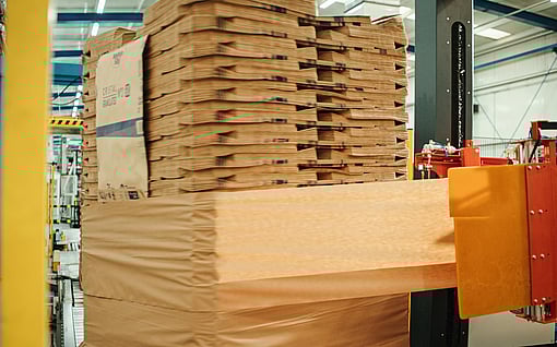 Pallet in paper wrapping process