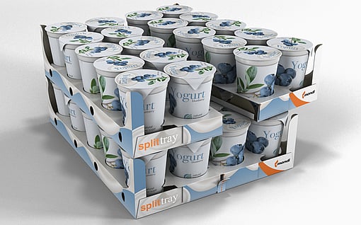 A corrugated tray made for yoghurt packaging.