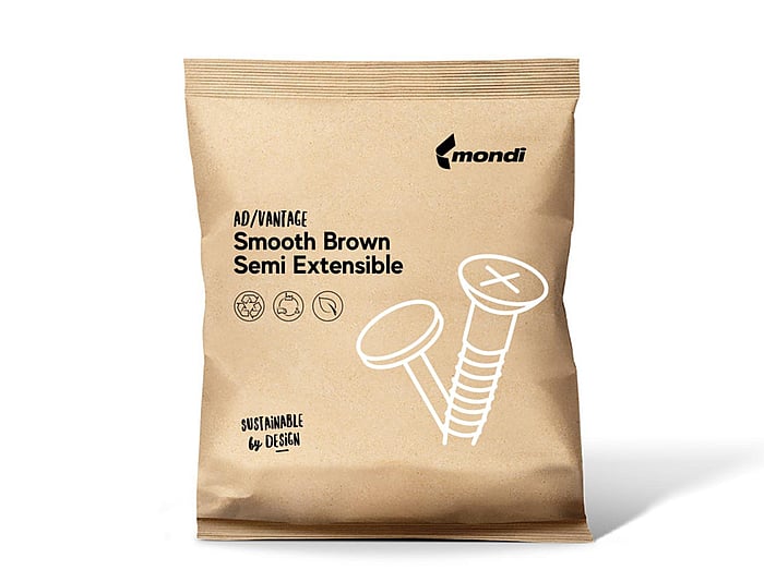 Image if a brown small pouch designed for both industrial and consumer packaging, typically used for toys and dry food, spare parts and building materials.