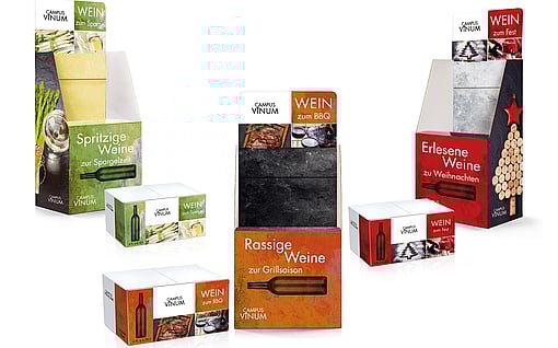An image of a paper-based standard display for wine bottles.