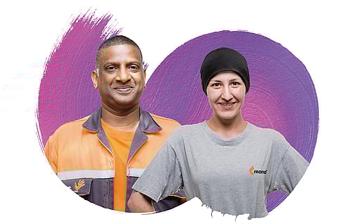 Two people smiling