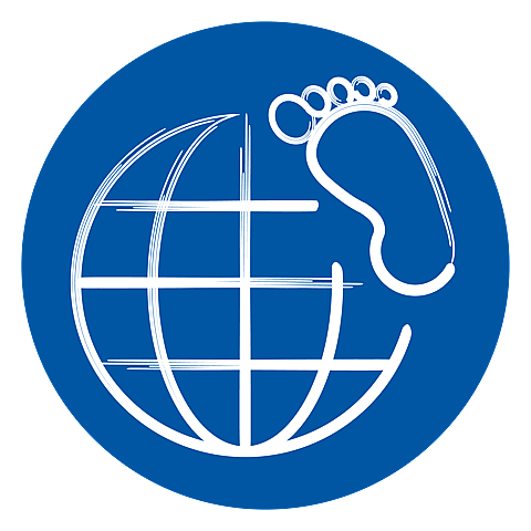 icon globus mit Fußabdruck