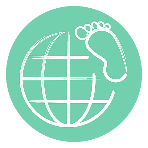 icon globus mit fußabdruck