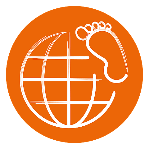 icon globus mit fußabdruck