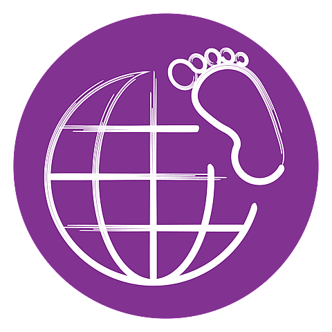 icon Globus mit Fußabdruck