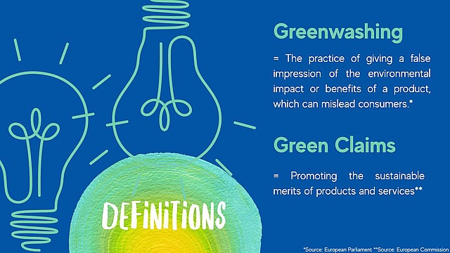 Graphic explaining the meaning of “green washing”.