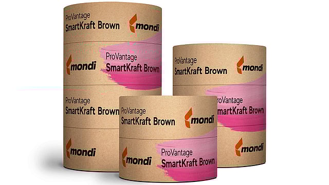 three reels of brown kraft paper